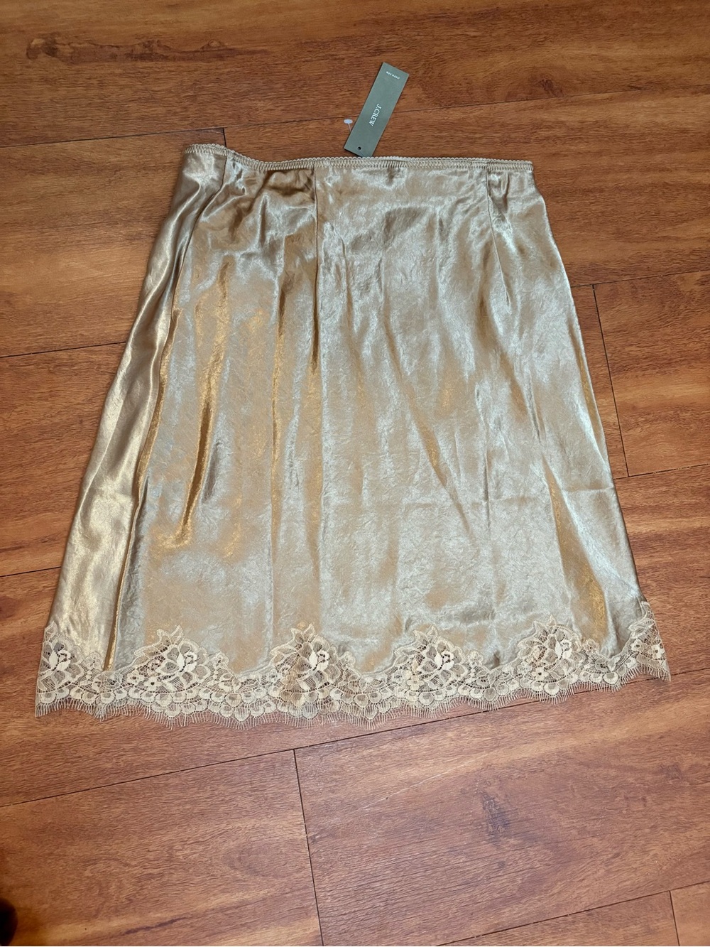 J.Crew Gold Lace-Hem Women’s Slip Skirt